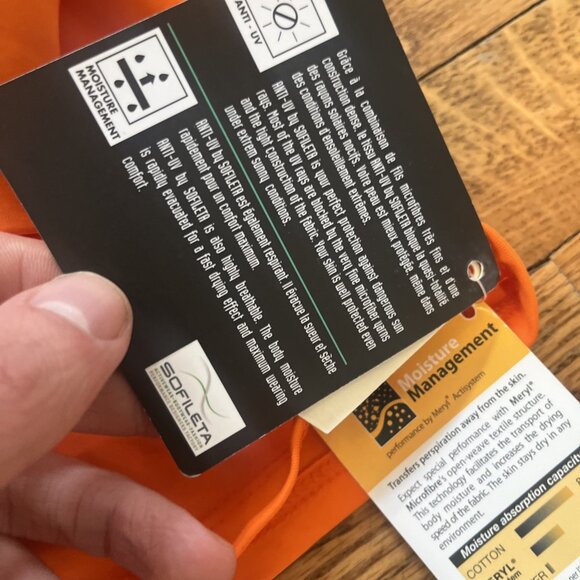 M. Miller Swarovski Crystals Quarter Zip Orange Anti UV Stretch Athletic Shirt L - Picture 9 of 16